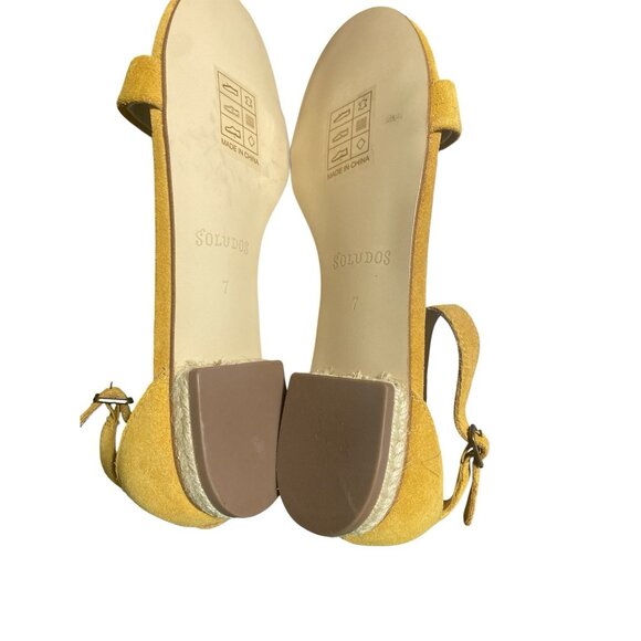 Soludos Sandals Women Size 7 Yellow Suede Strappy Flats - Picture 5 of 6